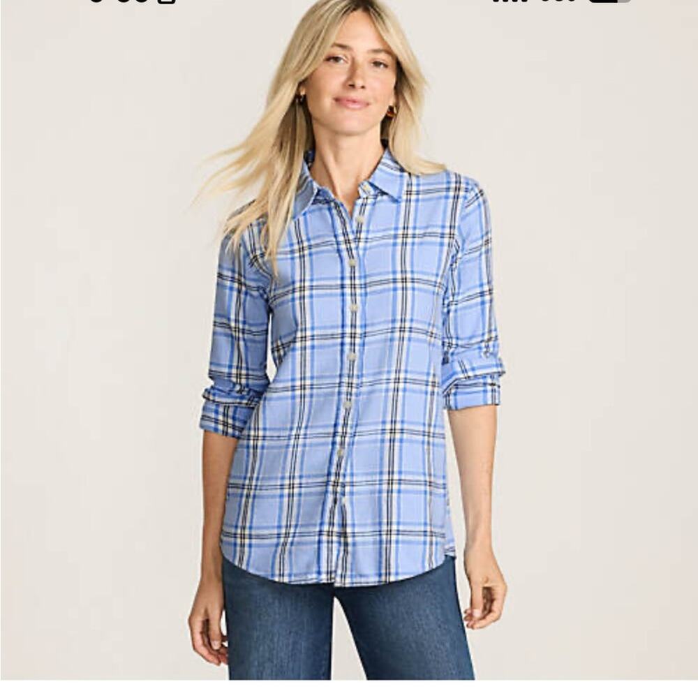 No Boundaries Blue and Gray Plaid  Shirt